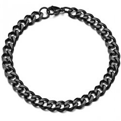 Armbånd. Link Curb. Rustfri stål. Sort. 22 cm